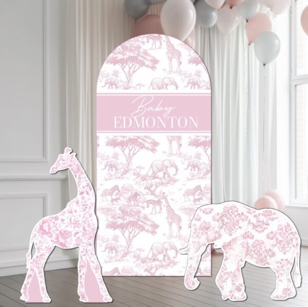 Pink Safari Toile Backdrop Set