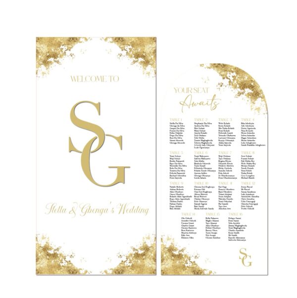 Gold Leaf Wedding Seating Plan Duo