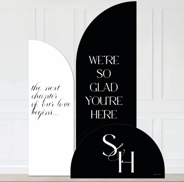 Monochrome Trio Wedding Welcome Sign