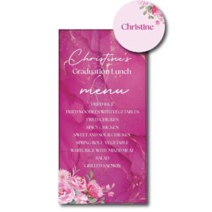Pink Liquid Floral Menu & Place Card