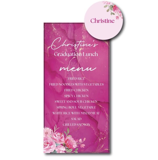Pink Liquid Floral Menu & Place Card