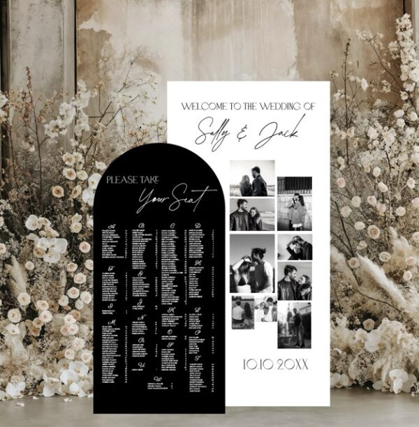 Monochrome Collage Wedding Seating Plan