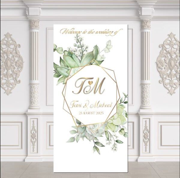 Botanical Hexagon Frame Wedding Sign