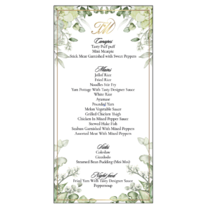 Botanical Frame Wedding Menu