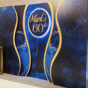 Blue Marble Wave Birthday Backdrop Set