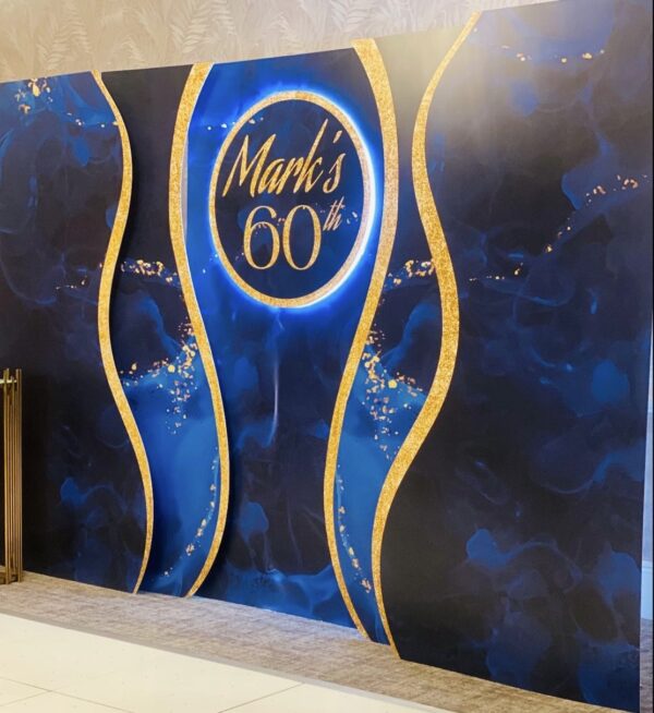 Blue Marble Wave Birthday Backdrop Set