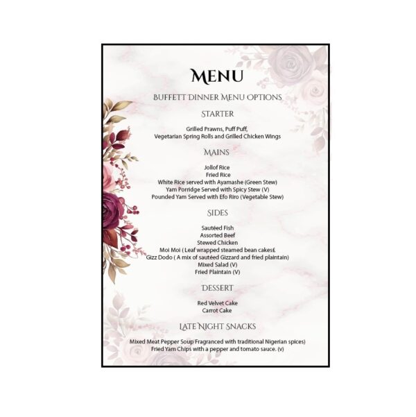 Burgundy Floral Menu Card