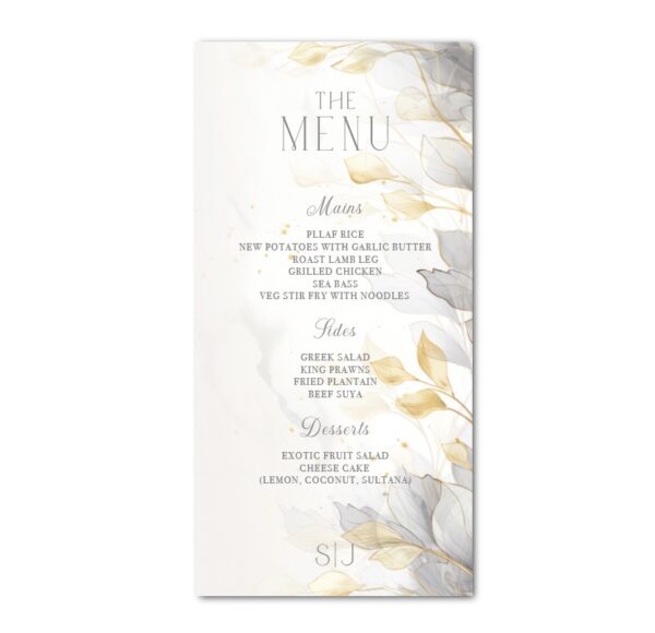 Floral Luxe Wedding Menu