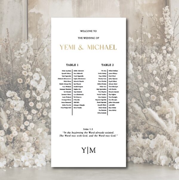 Long Table Wedding Seating Plan
