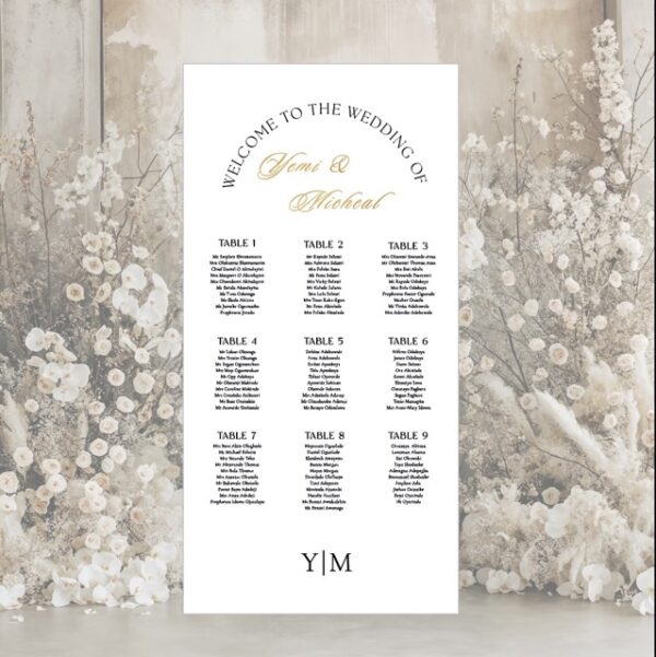 Arched Text Wedding Seating Plan