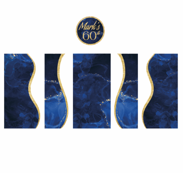 Blue Marble Wave Birthday Backdrop Set - Image 2