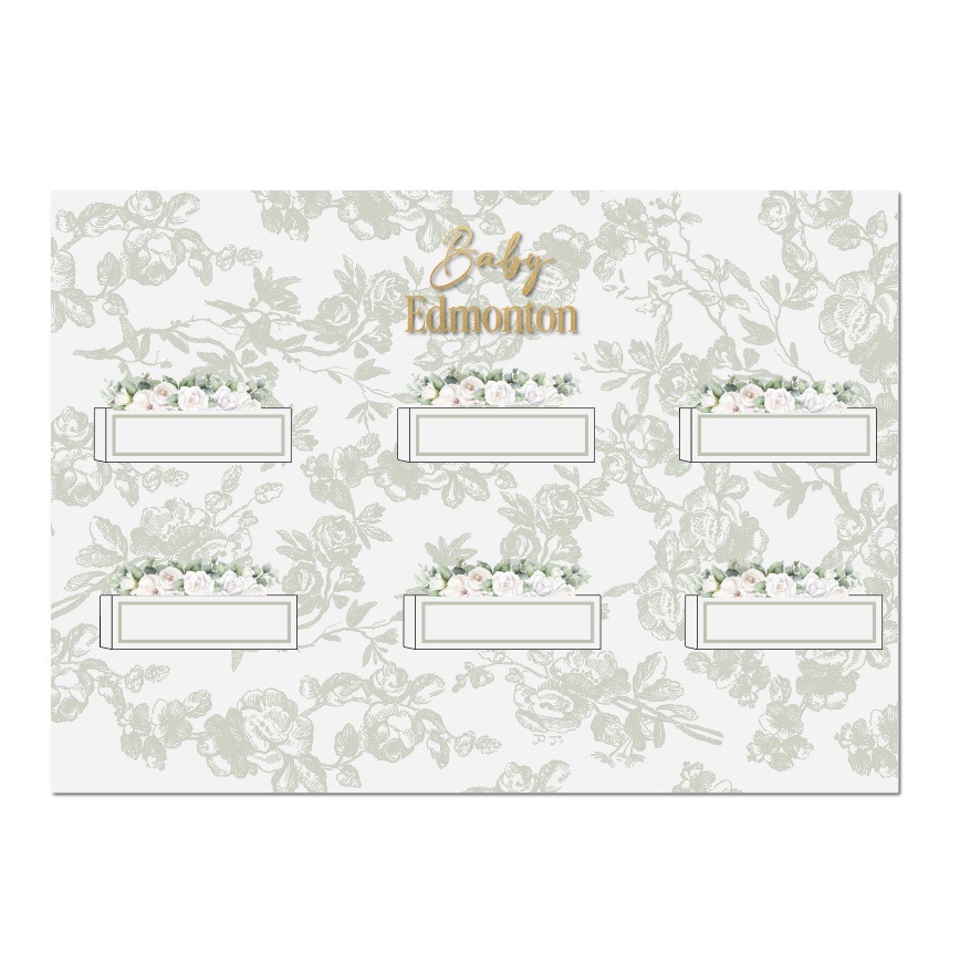 Sage Toile Flower Box Baby Shower Backdrop - Image 2