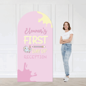 Pink pastel paint splatter back to school backdrop design