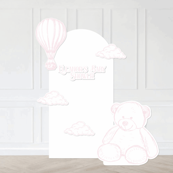 Toile Teddy & Hot Air Balloon Pink Cutout Set