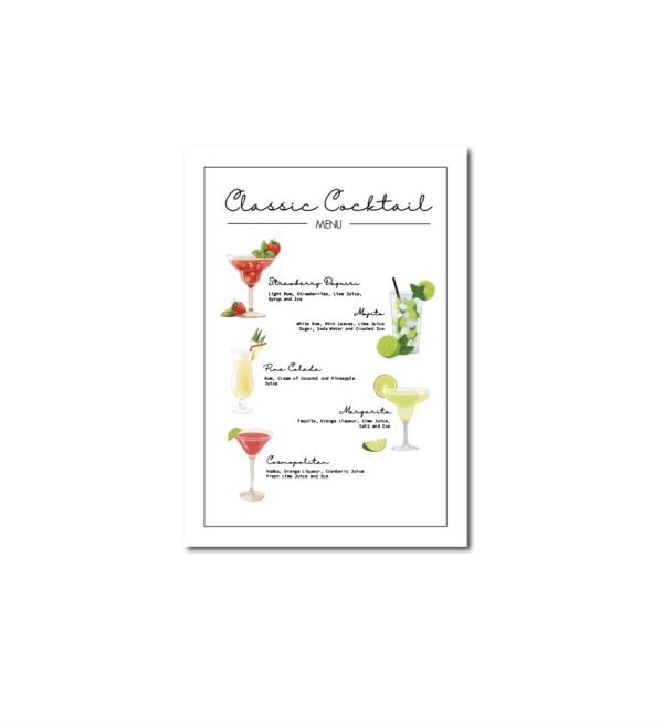 Minimalist Drinks Menu
