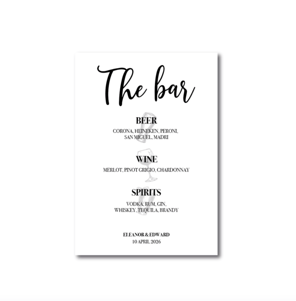 Bar menu