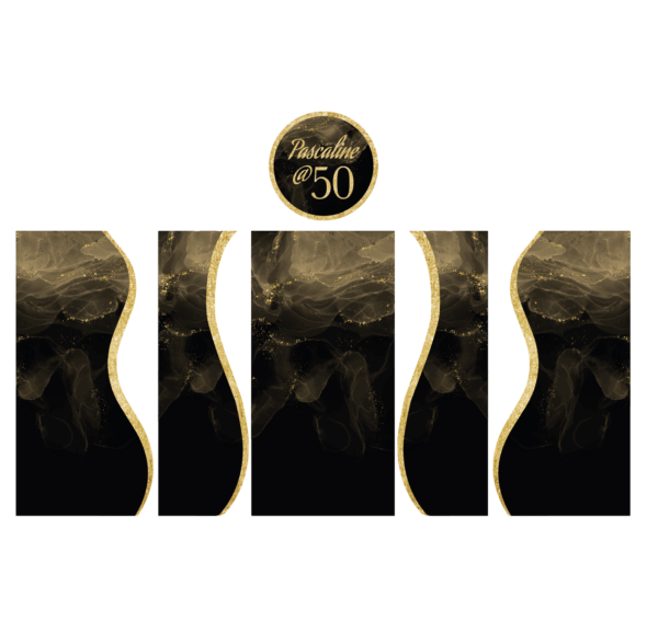 Black Marble Wave Birthday Backdrop Set - Image 2