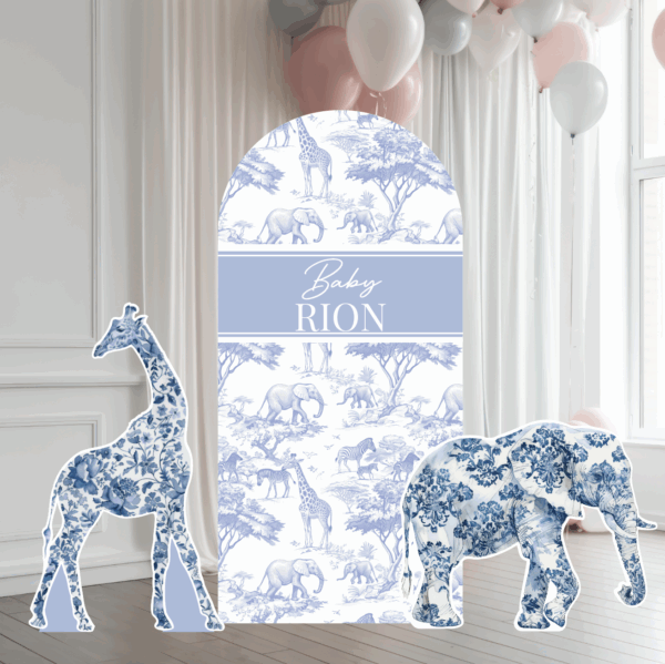 Blue Safari Toile Backdrop Set