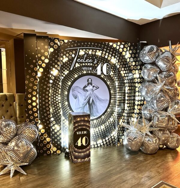 Black and Gold Birthday Backdrop