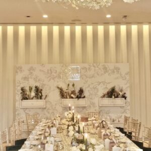 Sage Toile Flower Box Baby Shower Backdrop