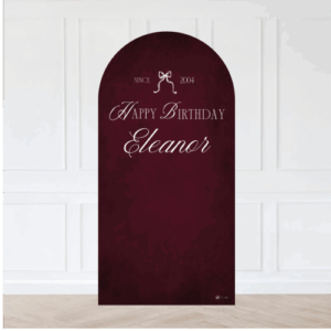 Burgundy Edit Arched Birthday Backdrop