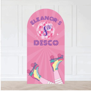 Pink Rollerskate Disco Birthday Backdrop