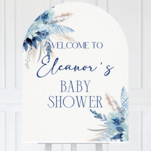 Blue Boho Baby Shower Welcome Sign