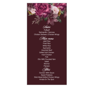 Burgundy Floral Menu