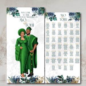 Navy & Green Nigerian Wedding Seating Plan Set