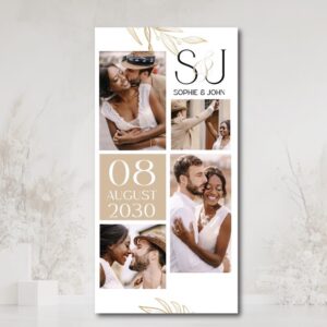 Gold Foliage Collage Wedding Welcome Sign