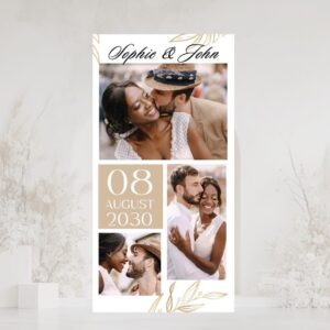 Gold Foliage Trio Collage Wedding Welcome Sign