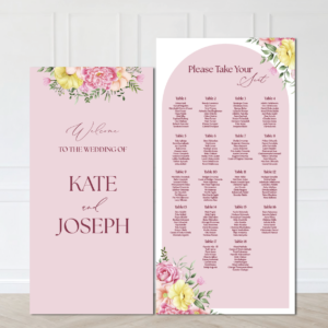Pink Floral Welcome Seating Plan Duo