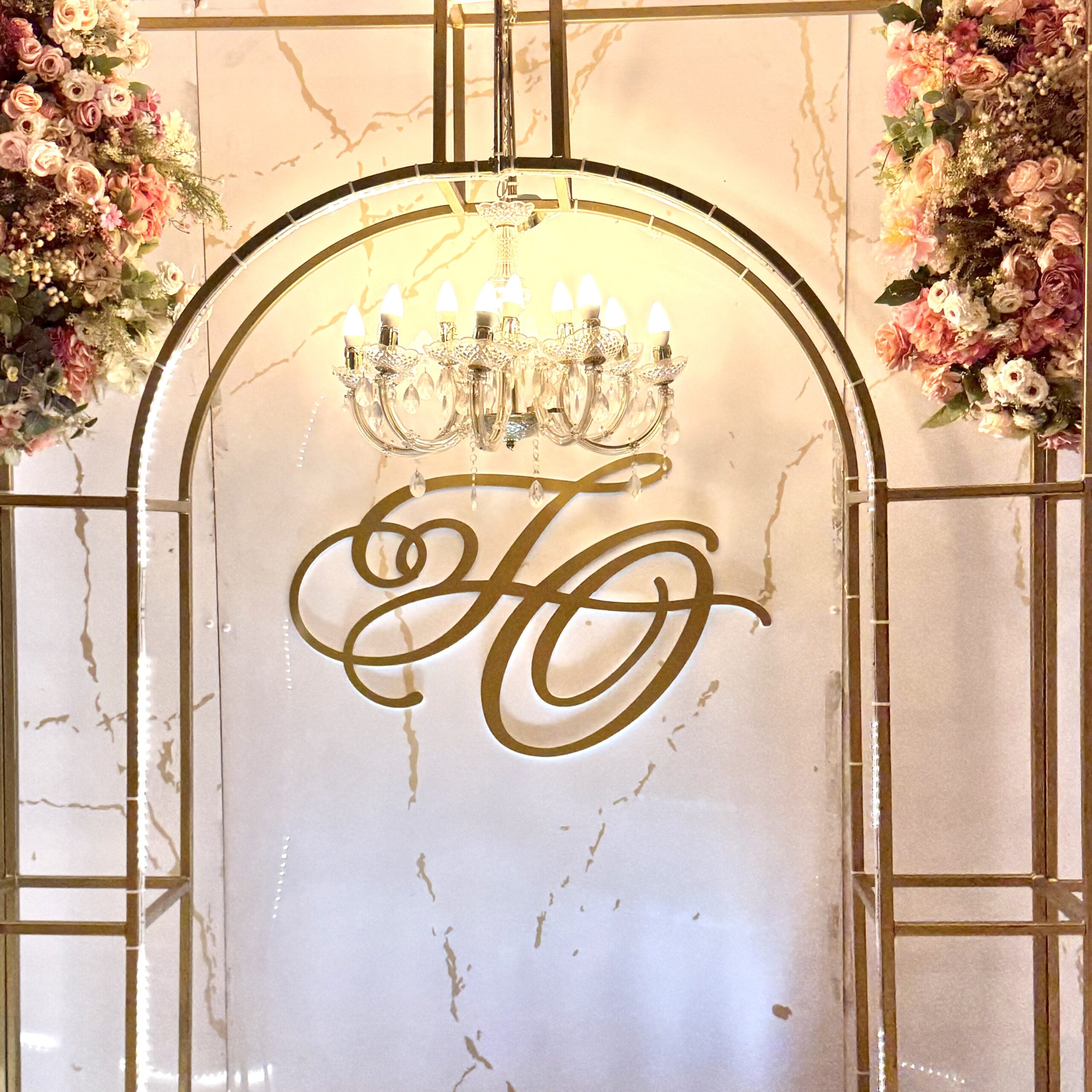 Antique Gold Backdrop Interlinked Monogram