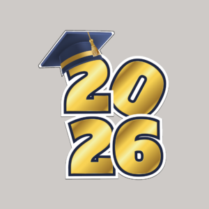 Navy & Gold Graduation Year Cutout