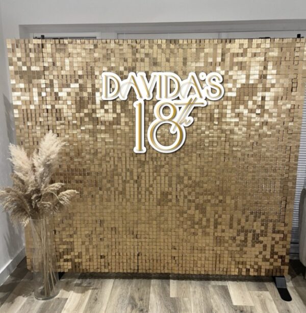 Shimmer Wall Gold Text Name Sign – Parties And Signs
