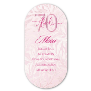 Pink Leaf Menu Card