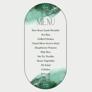 Emerald Capsule Menu Card