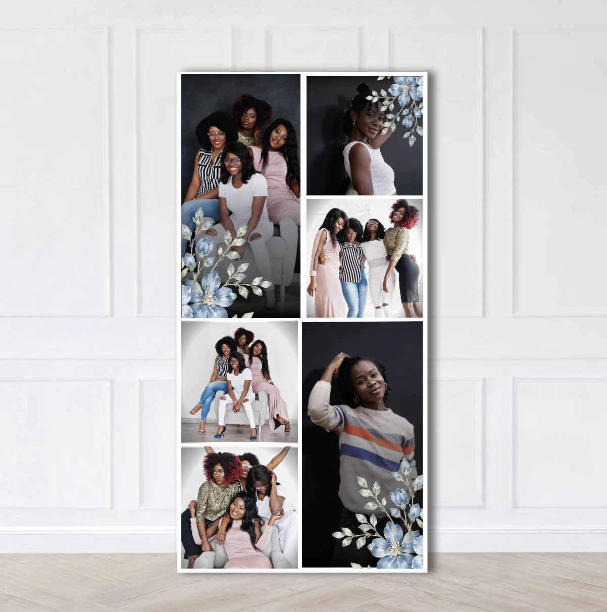 Blue Floral Photo Collage Backdrop - Image 2