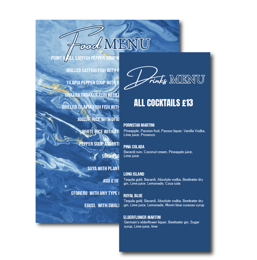 Create Your 2 Pc Menu Card Set